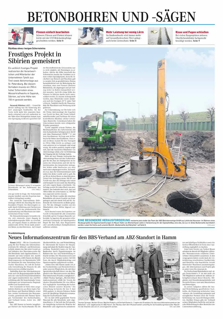Zeitungsartikel - A&S Betondemontage GmbH